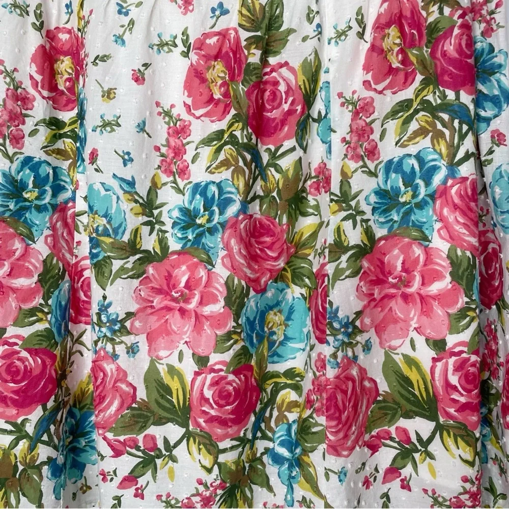 JM Collection 100% Cotton Floral Skirt Size 12 Flowers Girly Feminine Classic